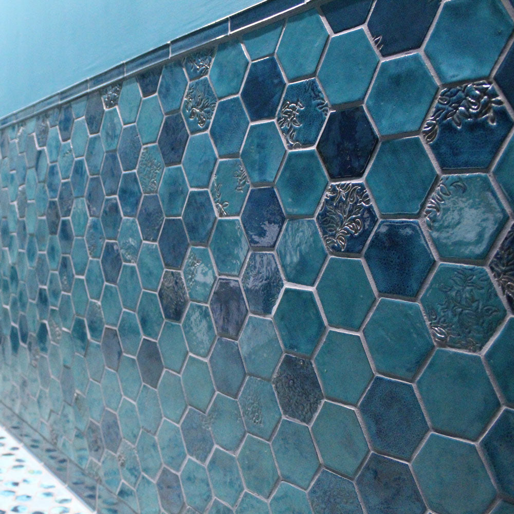 Hexagon Blue Green wainscoting